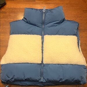 Forever 21 Blue and Cream Puffer Vest